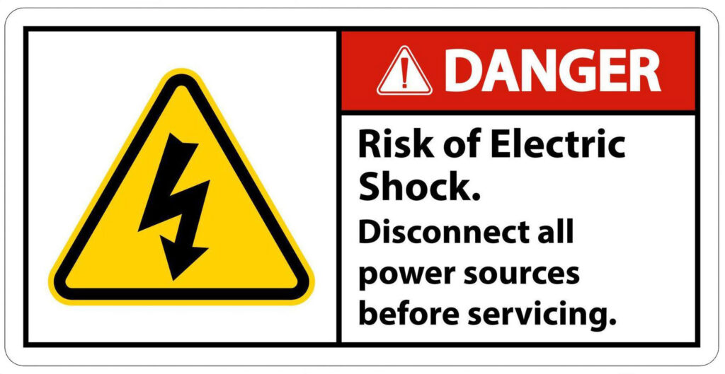 danger risk of electric shock symbol sign isolate on white background free vector-