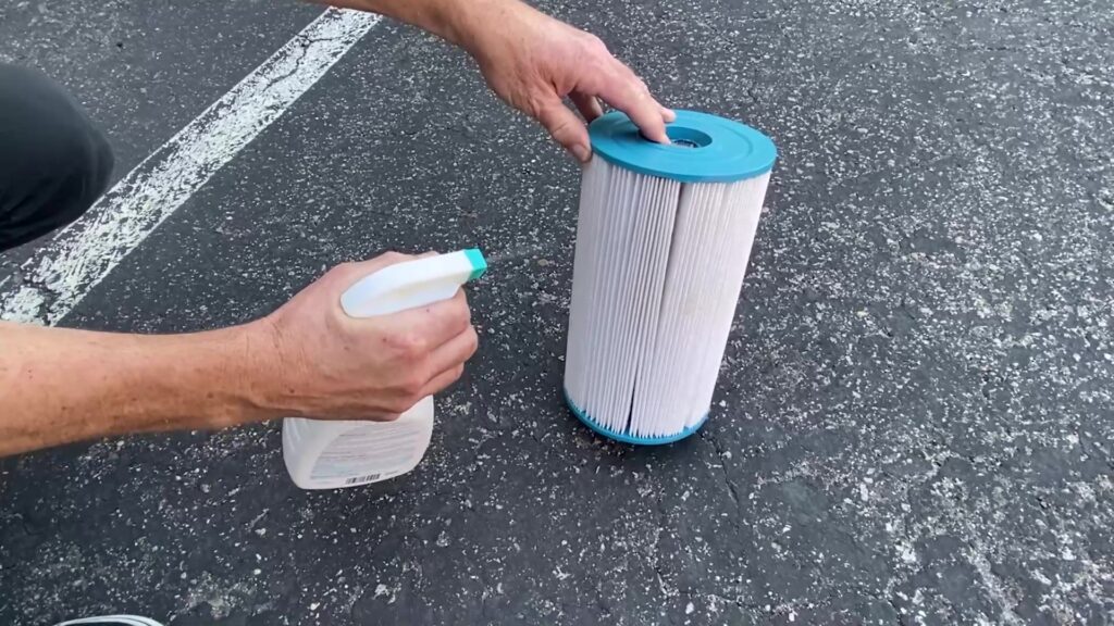 Step 1. Spray the filter-
